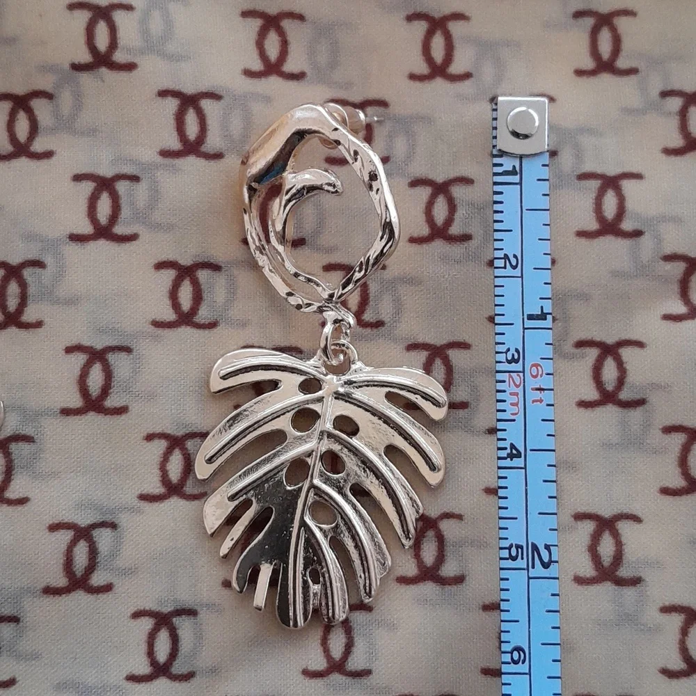 Pastels Goldtone Leaf Dangle Earrings - Picture 3 of 5